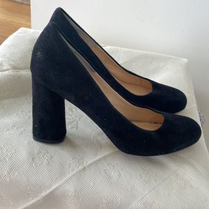 Isola black suede pumps chunk heel